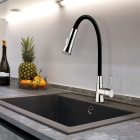 Torneira De Cozinha Monocomando Lorenzetti Loren Flex 2257 Preto Acabamento Cromado